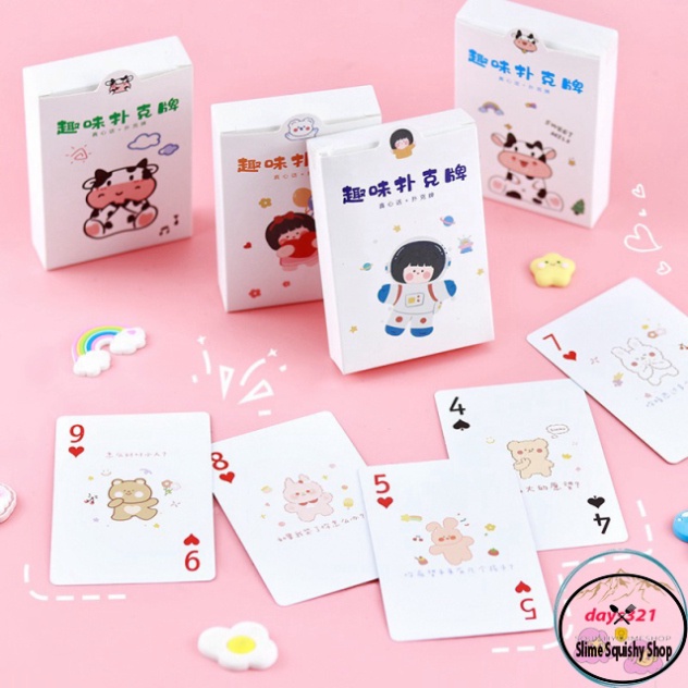 Bộ thẻ bài in ấn hình RAINBOW UFO BÒ SỮA mẫu phong phú 54 lá sự so sánh bộ tú bài tây anime manga chibi xinh xắn