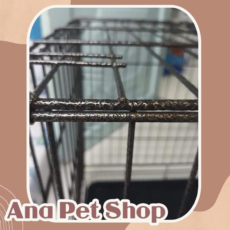 Lồng sơn tĩnh điện vân đá nan dầy cho chó mèo size S - 46*30*37  phù hớp thú cưng <3kg