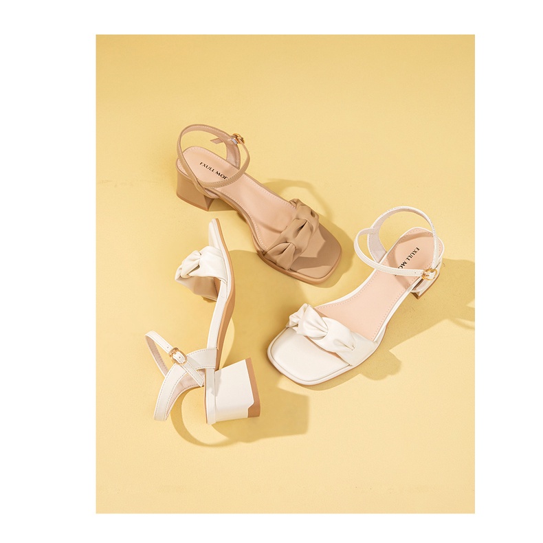 Sandal Hở Ngón Gót Vừa Quai Cài Khóa Thời Trang Mùa Hè 2023 Phong Cách Mới Cho Nữ