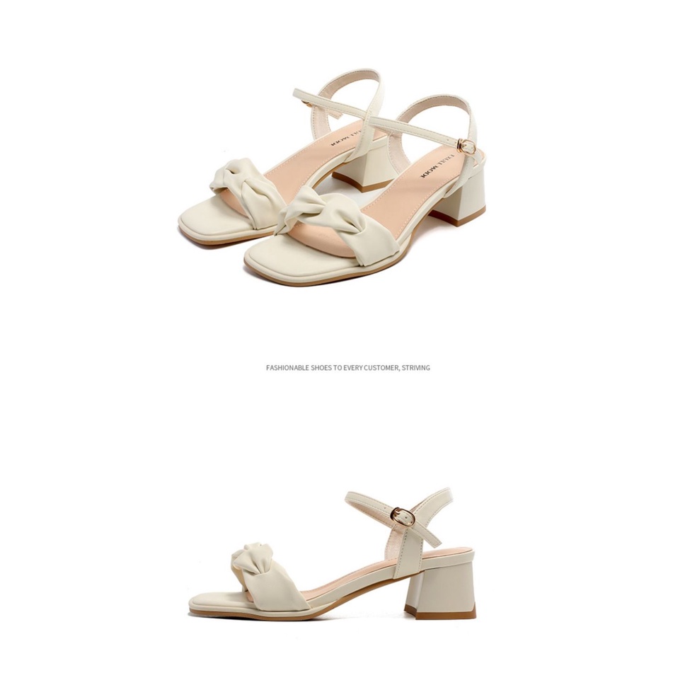 Sandal Hở Ngón Gót Vừa Quai Cài Khóa Thời Trang Mùa Hè 2023 Phong Cách Mới Cho Nữ