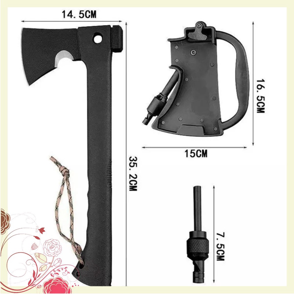 Rìu. Búa Đa Năng Nhật Bản 6 trong 1, Đi Phượt, Chặt Cây, Đánh Lửa, Còi Cứu Sinh cắm trại