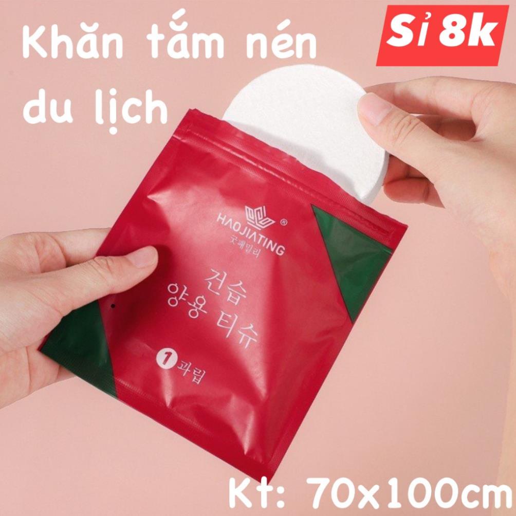 Combo Khăn Tắm Nén, Khăn Mặt Nén Full Size Như Hình