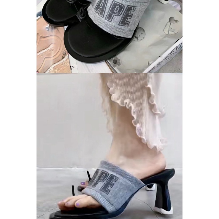 Giày Sandal Cao Gót Vải Co Giãn Thời Trang Mùa Hè 2023