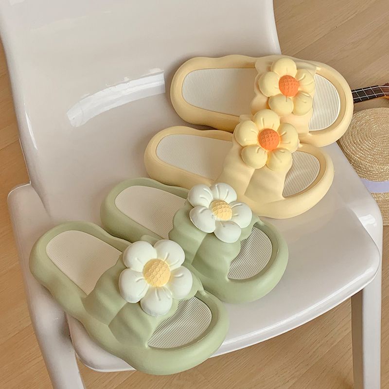Dép Đi Trong Nhà Đế Dày Mềm Mại Chống Trượt Họa Tiết Hoa Hướng Dương Thời Trang Mùa Hè Cho Nữ