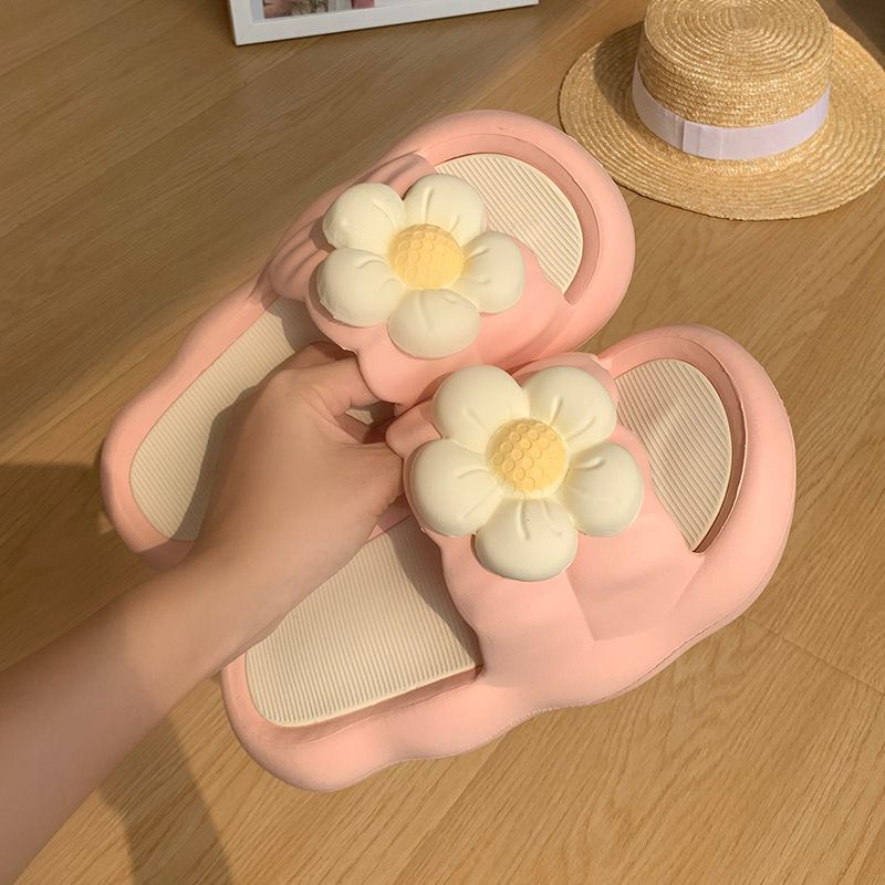Dép Đi Trong Nhà Đế Dày Mềm Mại Chống Trượt Họa Tiết Hoa Hướng Dương Thời Trang Mùa Hè Cho Nữ