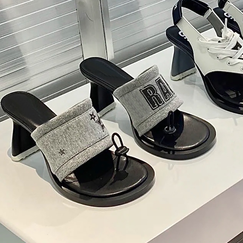 Giày Sandal Cao Gót Vải Co Giãn Thời Trang Mùa Xuân 2023