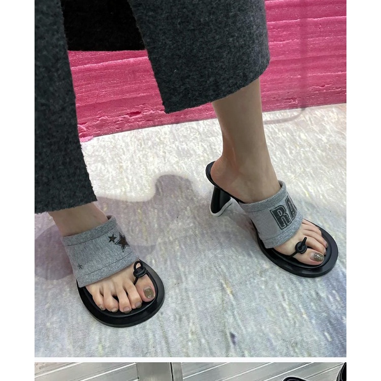 Giày Sandal Cao Gót Vải Co Giãn Thời Trang Mùa Xuân 2023