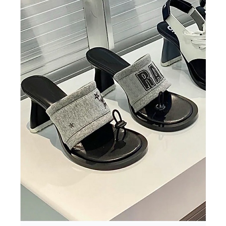 Giày Sandal Cao Gót Vải Co Giãn Thời Trang Mùa Xuân 2023