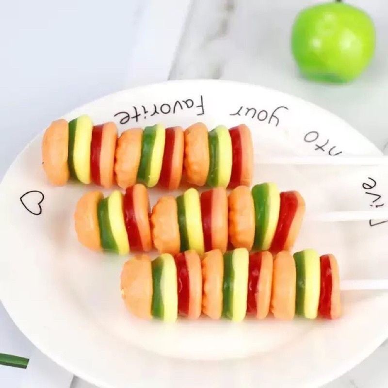 Kẹo dẻo Humberger Candy mini dẻo thơm đóng hộp nhựa chắc chắn bắt mắt hộp 80g