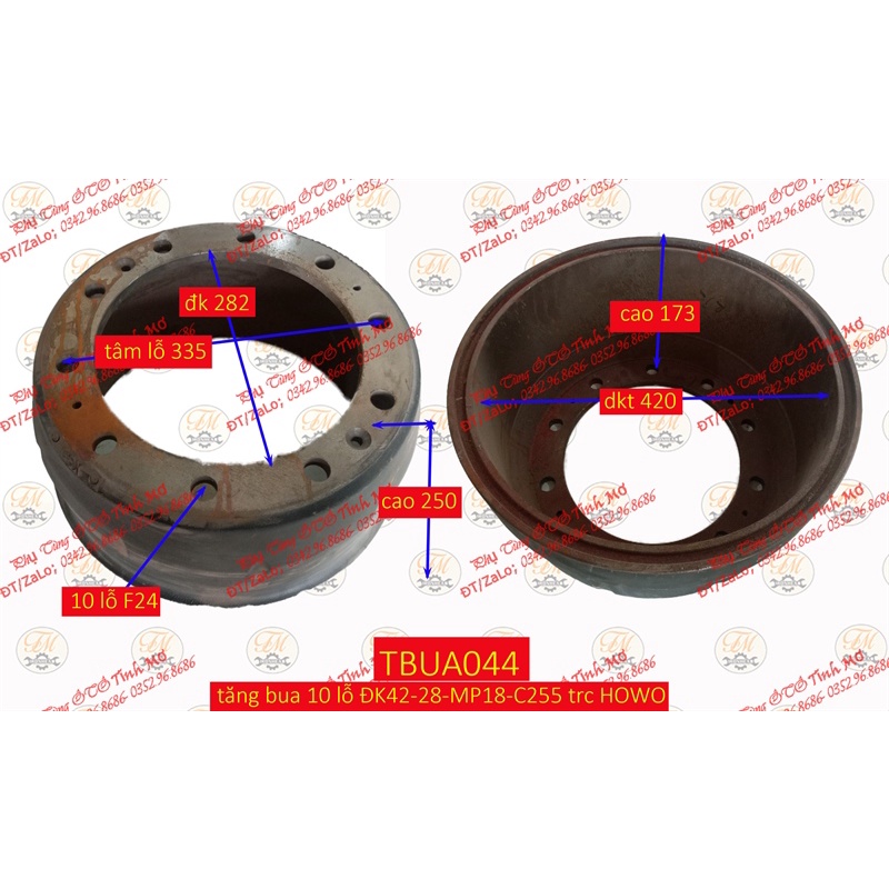 tăng bua 10 lỗ ĐK42-28-MP18-C255 trc HOWO