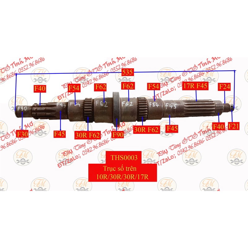 Trục số trên 10R/30R/30R/17R