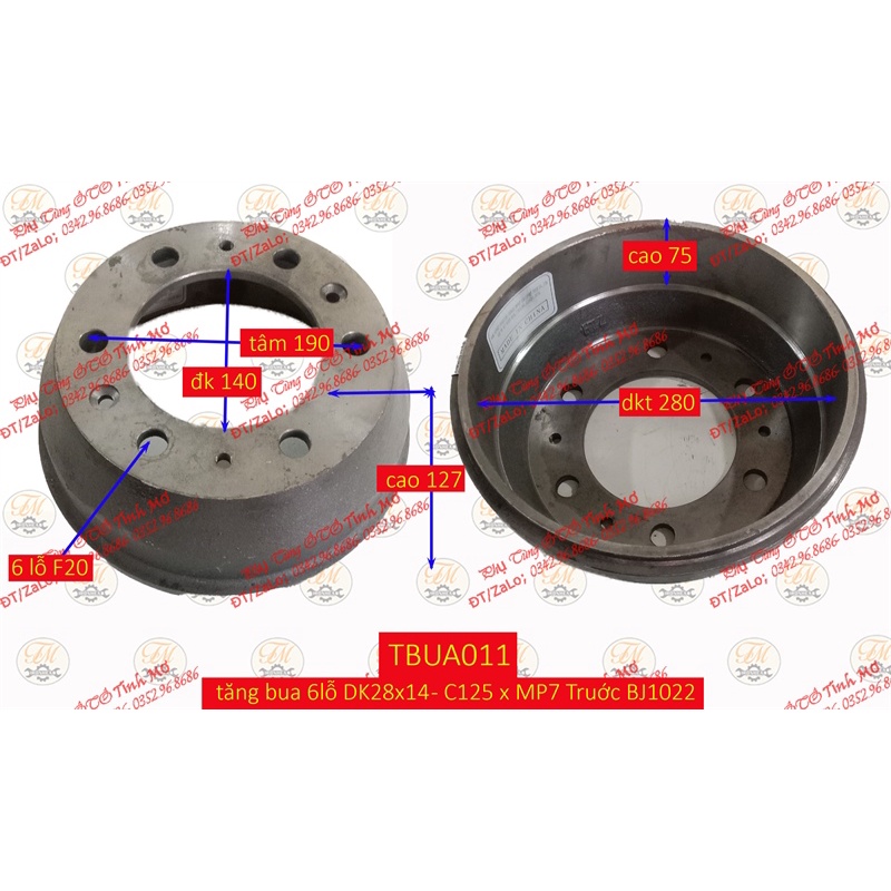 tăng bua 6lỗ DK28x14 - C125 x MP7 Truớc BJ1022