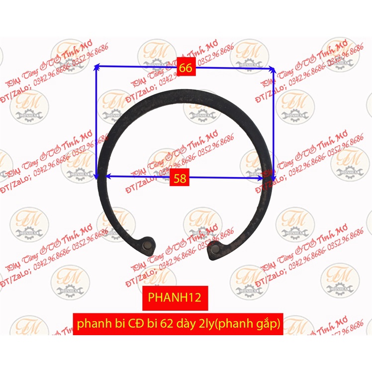 phanh bi CĐ bi 62 dày 2ly(phanh gắp)