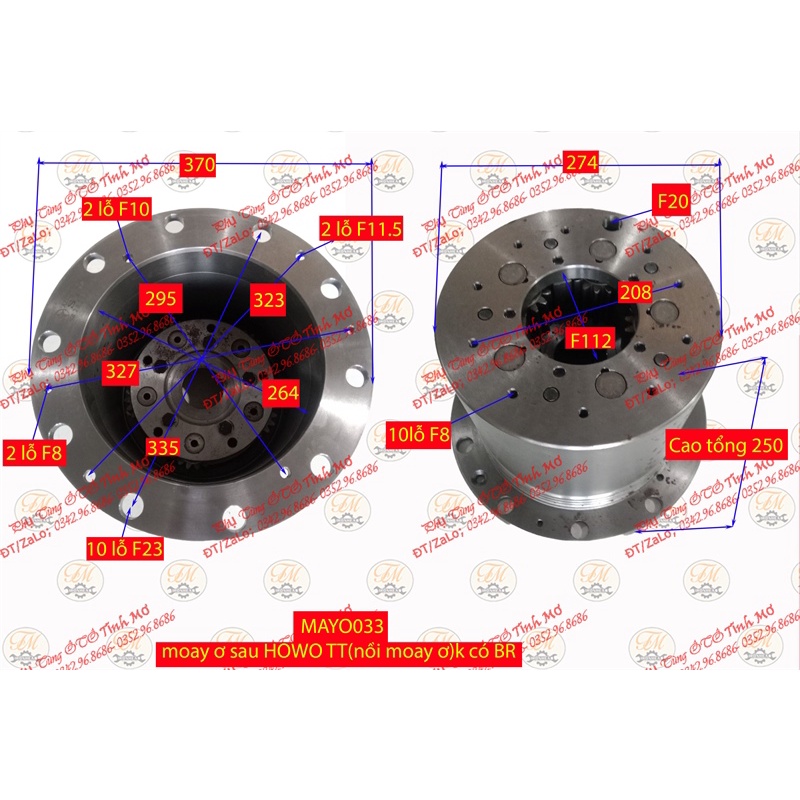 moay ơ sau HOWO TT(nồi moay ơ)k có BR