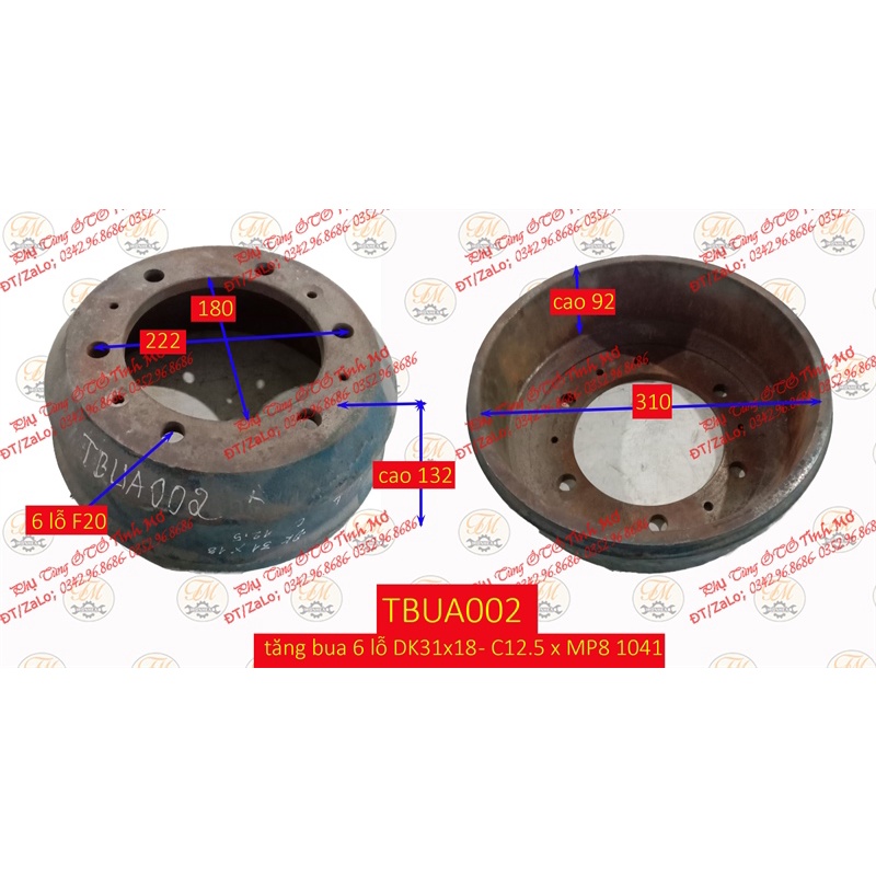 tăng bua 6 lỗ DK31x18 - C12.5 x MP8 1041