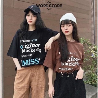 Áo phông cotton su mịn dáng rộng giấu quần chữ miss