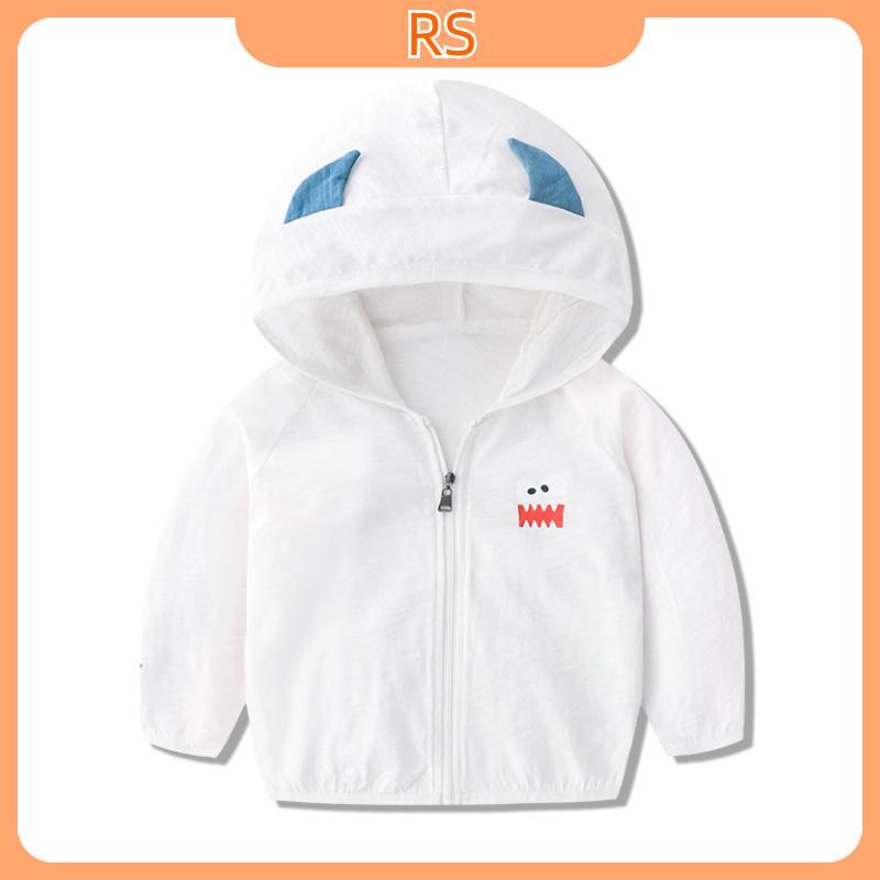 Áo Khoác Cardigan Cotton Mỏng Có Dây Kéo Dáng Rộng Và Có Mũ Trùm Đầu Thoải Mái Chống Nắng Trẻ Em