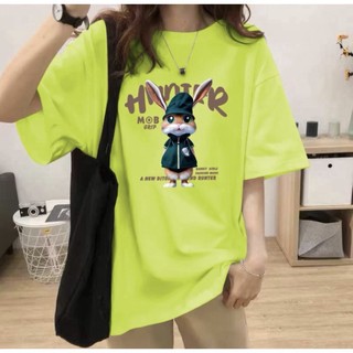 Áo thun phông nữ nam 3158 form rộng unisex HANAFASHION chất liệu cotton in hình thỏ HUNTER