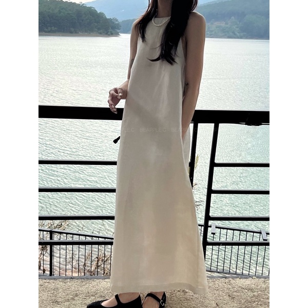 Iridescen Dress  Váy dáng dài trơn linen lấp lánh