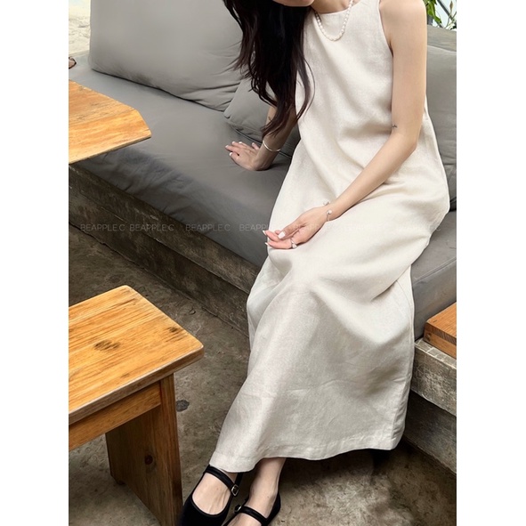 Iridescen Dress  Váy dáng dài trơn linen lấp lánh