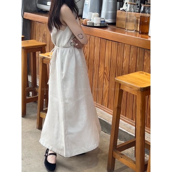 Iridescen Dress  Váy dáng dài trơn linen lấp lánh