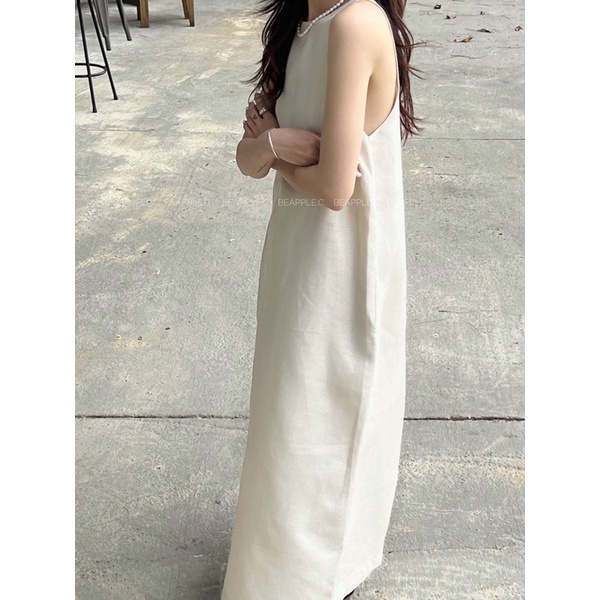 Iridescen Dress  Váy dáng dài trơn linen lấp lánh