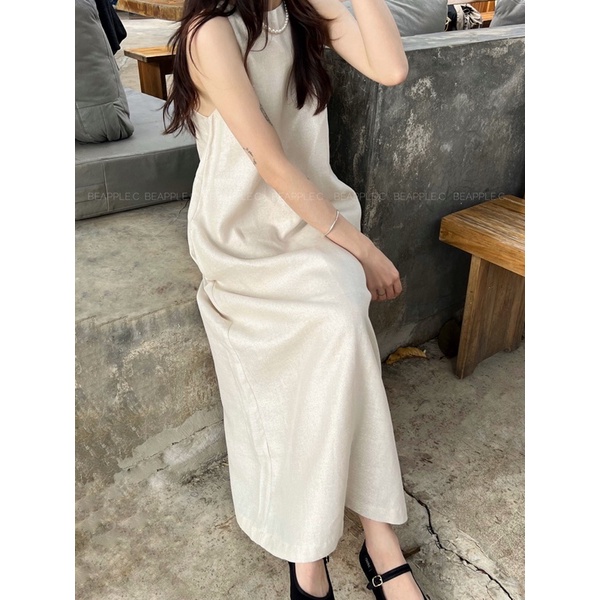 Iridescen Dress  Váy dáng dài trơn linen lấp lánh