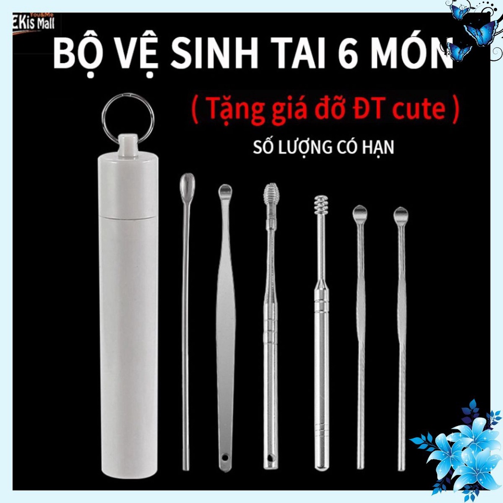 Bộ Ngoáy tai Bộ dụng cụ vệ sinh tai ngoáy tai đồ lấy ráy tai Cao Cấp bằng thép không gỉ cho gia đình .LOẠI ĐẮT