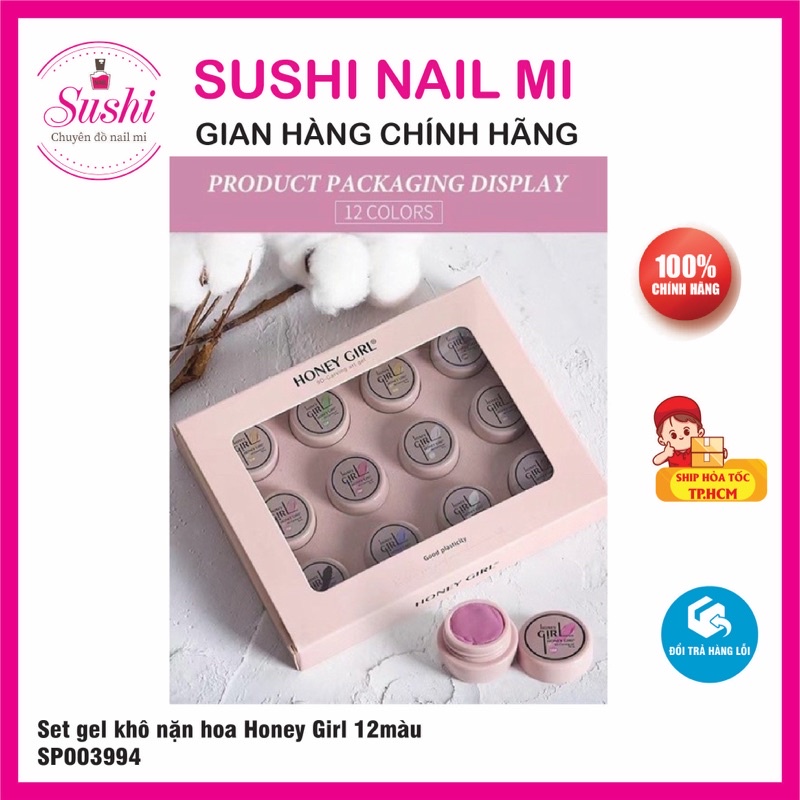Set gel khô nặn hoa Honey Girl 9 màu, 12 màu tạo hình charm trang trí móng - Sushi nail mi