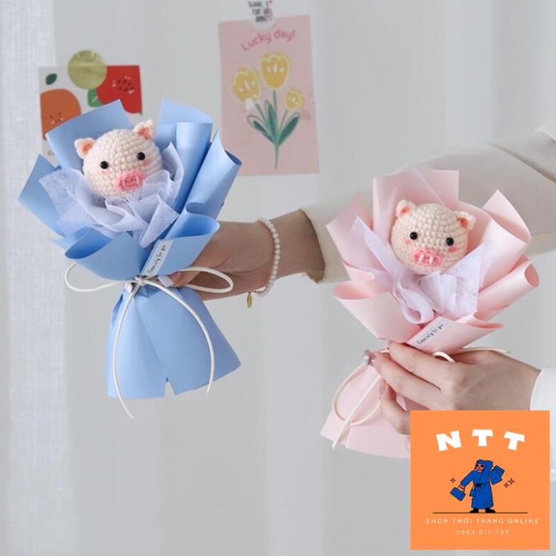 NTT Set nguyên liệu tự móc Hoa heo bằng len nhồi bông amigurumi làm quà tặng handmade ý nghĩa lenmade Giá rẻ