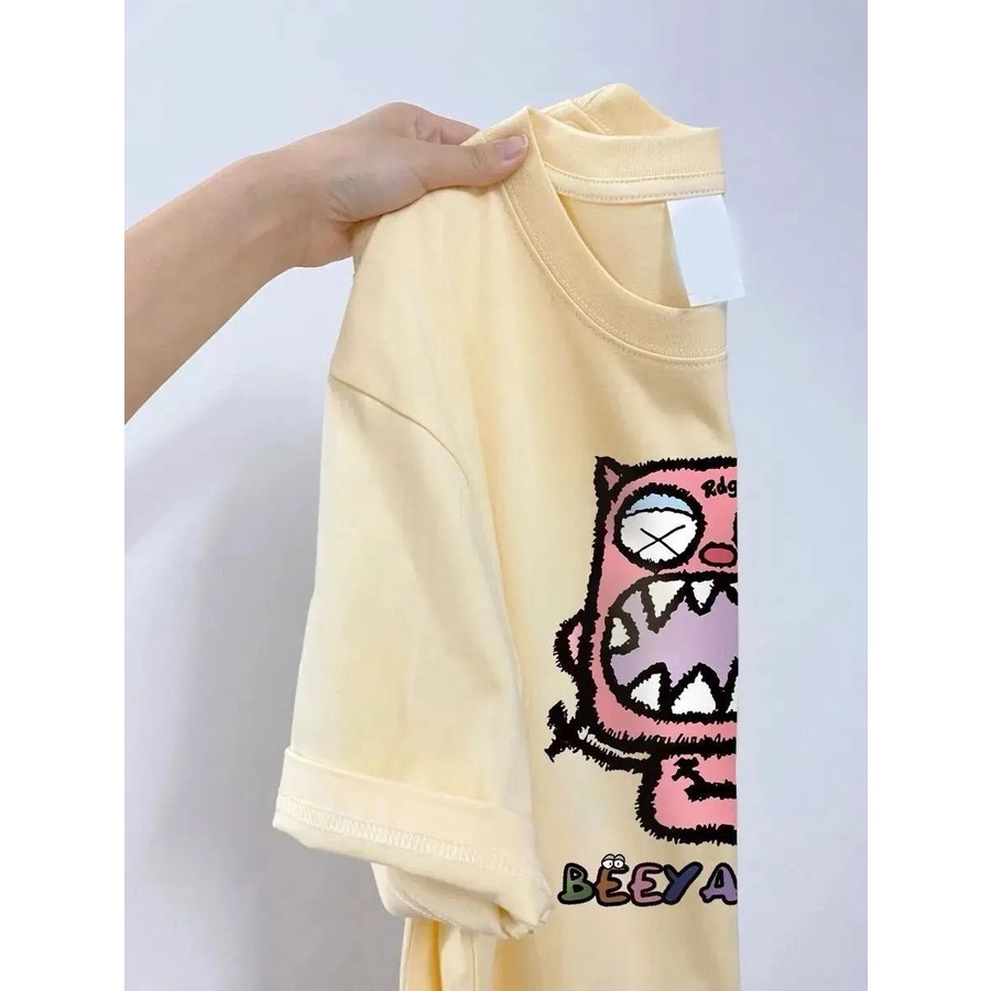 Áo Thun Cotton Cổ Tròn Tay Ngắn In Hình Vui Nhộn Thời Trang Mùa Hè Hàng Mới 2023 200g Dành Cho Bạn Nữ