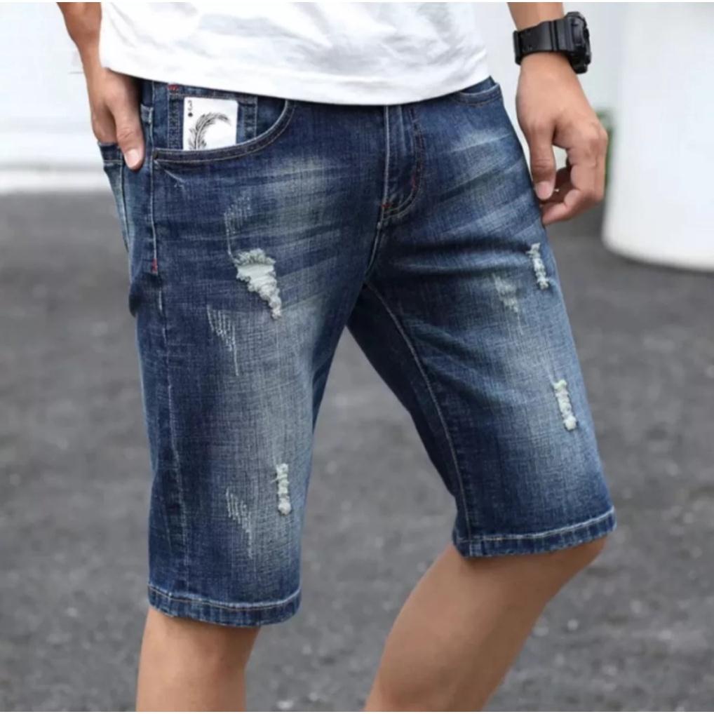 Freesip_Hàng Cao Cấp Quần shot jean nam chất bò xước rách thời trang