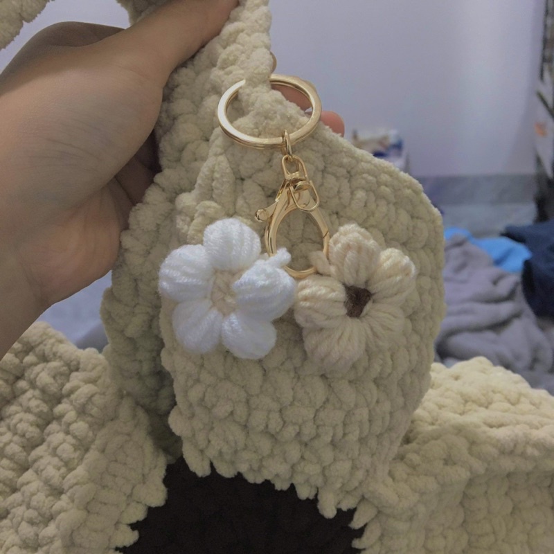 Túi hoa len nhung đũa móc len Handmade