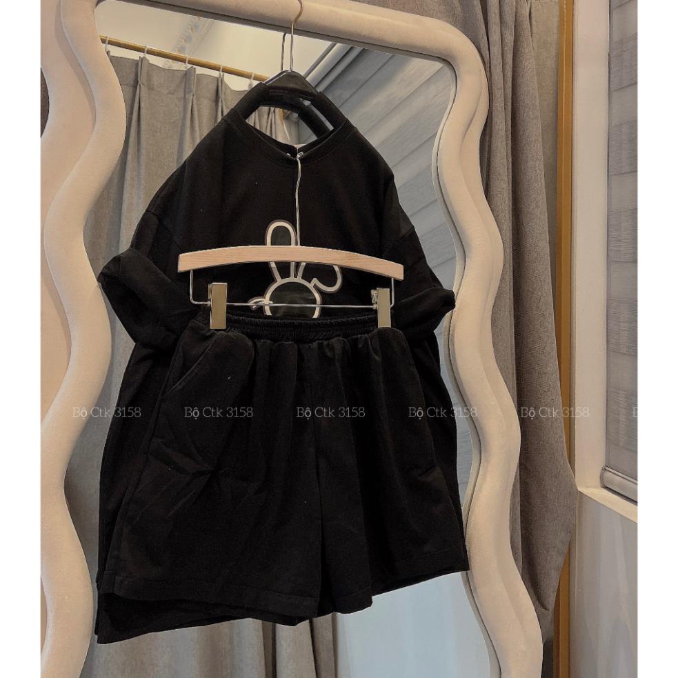 Set Cộ Thể Thao NAm Nữ Hình Thỏ Buộc Dây 3158 Dáng Rộng Chất Cotton Khô Cạp Chun Co Dãn Bigsize