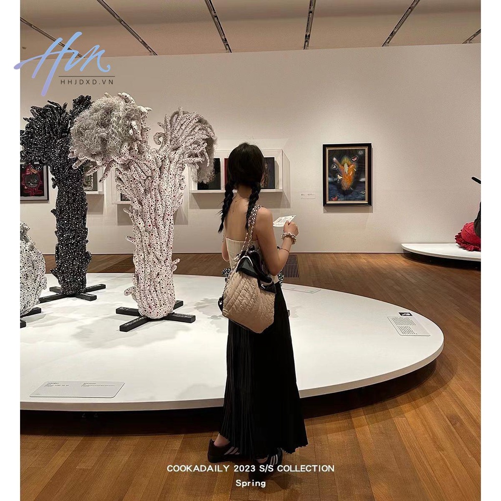 Đầm Dài Hai Dây Xếp Ly Nhấn Eo Thời Trang Mùa Hè Dành Cho Nữ