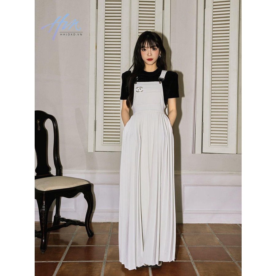 Đầm Dài Hai Dây Xếp Ly Nhấn Eo Thời Trang Mùa Hè Dành Cho Nữ