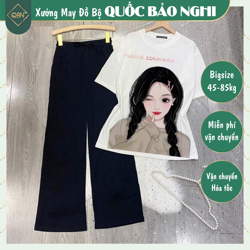 Set Suông Đen Áo In Cô Gái Nheo Mắt Bigsize 40-85kg