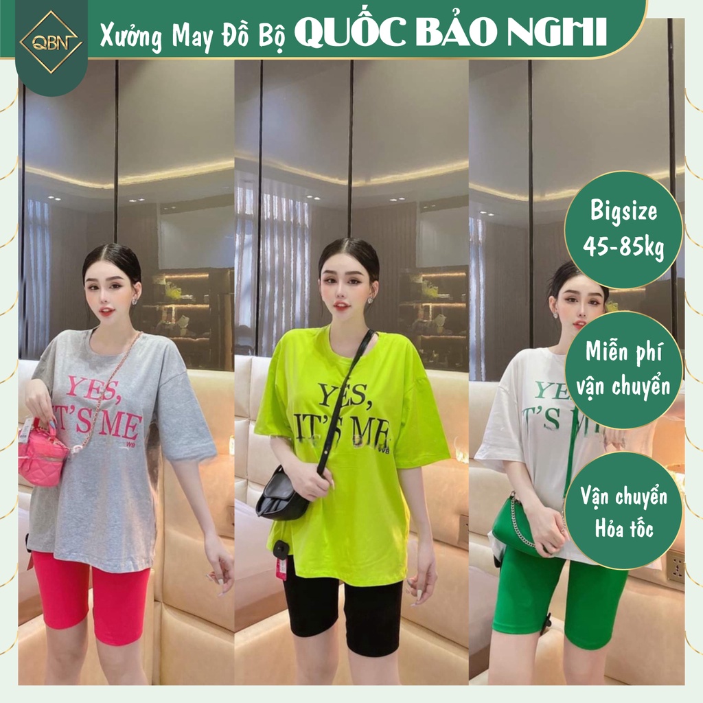✴Đồ Bộ Ngố Dễ Thương Quần Ôm Form Chuẩn Cực Sang Trọng, Bigsize Set lửng In Yes, It's Me