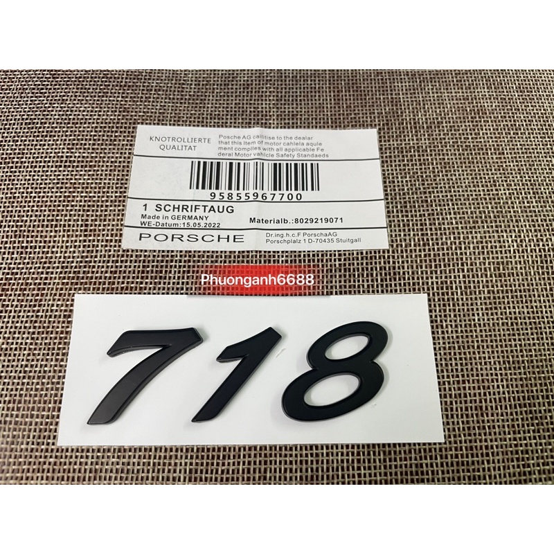 Tem xe porche 718 , Chữ 718 porsche , Logo porsche 718