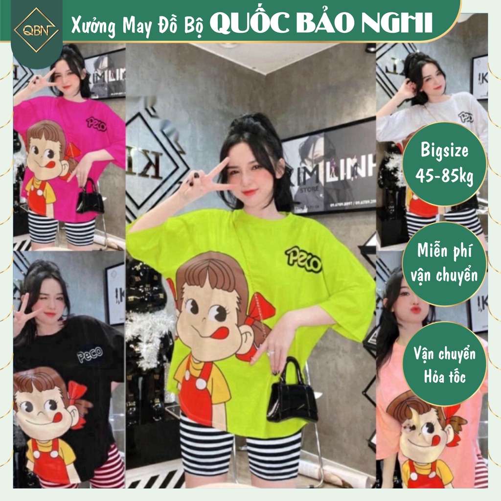 🌟Nguyên Set Đồ Bộ Lửng Ngố PECO Cầu Vồng, Áo Form Rộng Cho Nữ Mặc Nhà Cực Dễ Th