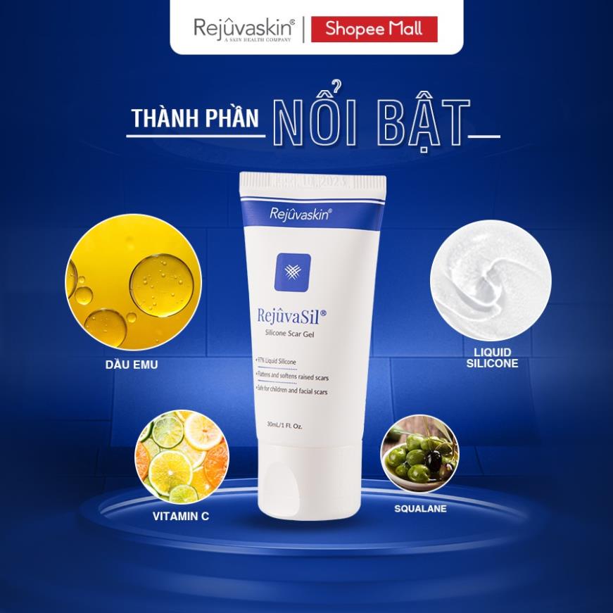 Kem trị Sẹo dạng Gel trị sẹo lồi, sẹo phì đại REJUVASKIN Rejuvasil 10ml