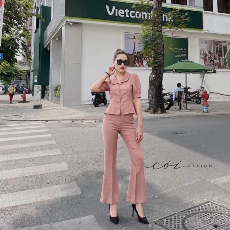 Rập giấy thiết kế, Rập giấy set bộ công sở nữ áo sơ mi dáng ôm và quần loe, Rập giấy A0 cắt sẵn