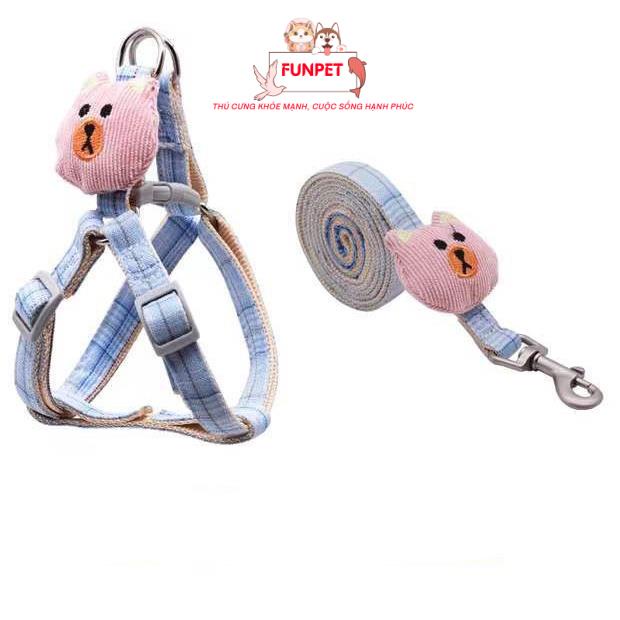 Dây Dắt yếm Hình Gấu , Balo Đeo Vai Tiện Dụng Họa Tiết Chú Cún Hoạt Hình Dễ Thương Cho Chó Mèo Thú Cưng