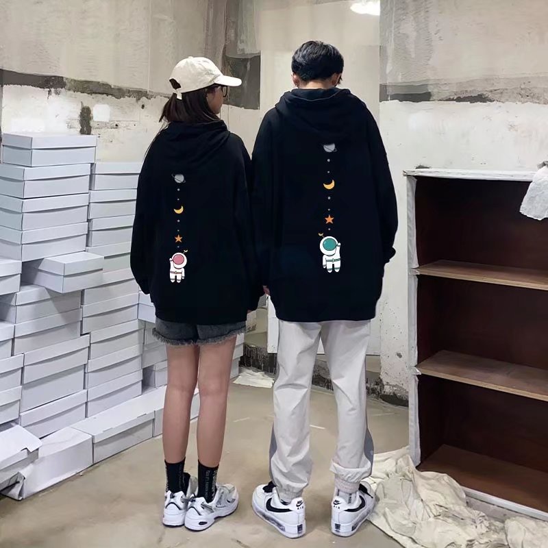 Áo Hoodie Liền Mũ Thương Hiệu Thời Trang NaminsHoạt Hình Huy Hiệu Ngực Mẫu Thu Đông Lót Nhung2023Áo Dễ Phối Rộng Rãi Đơn