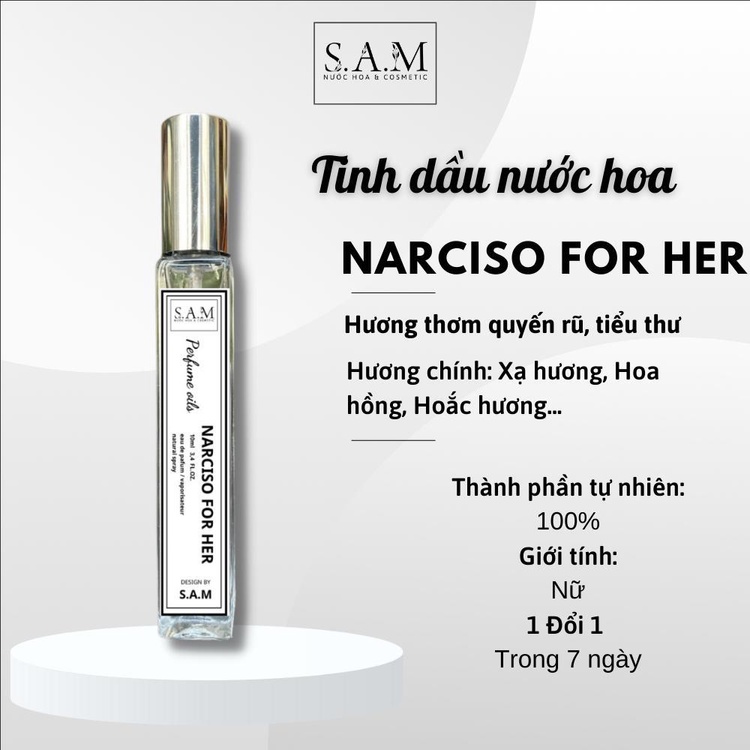 Tinh Dầu Nước Hoa Nữ S.A.M Perfume Narciso For Her EDP Hương Thơm Nữ Tính Tươi Tắn Và Gợi Cảm - Chai Xịt 10ml
