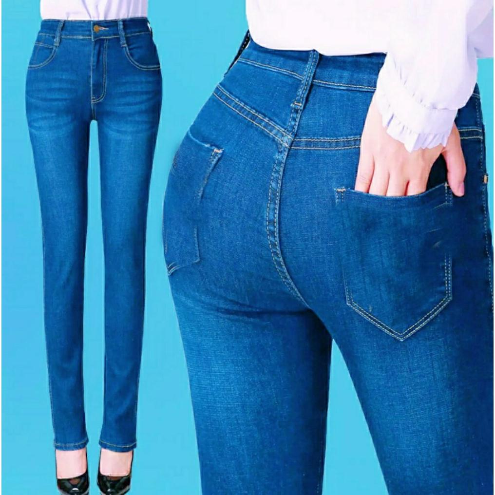 Quần jean nữ Quần bò nữ trơn Co Giãn lưng cao nhiều màu size 25-35