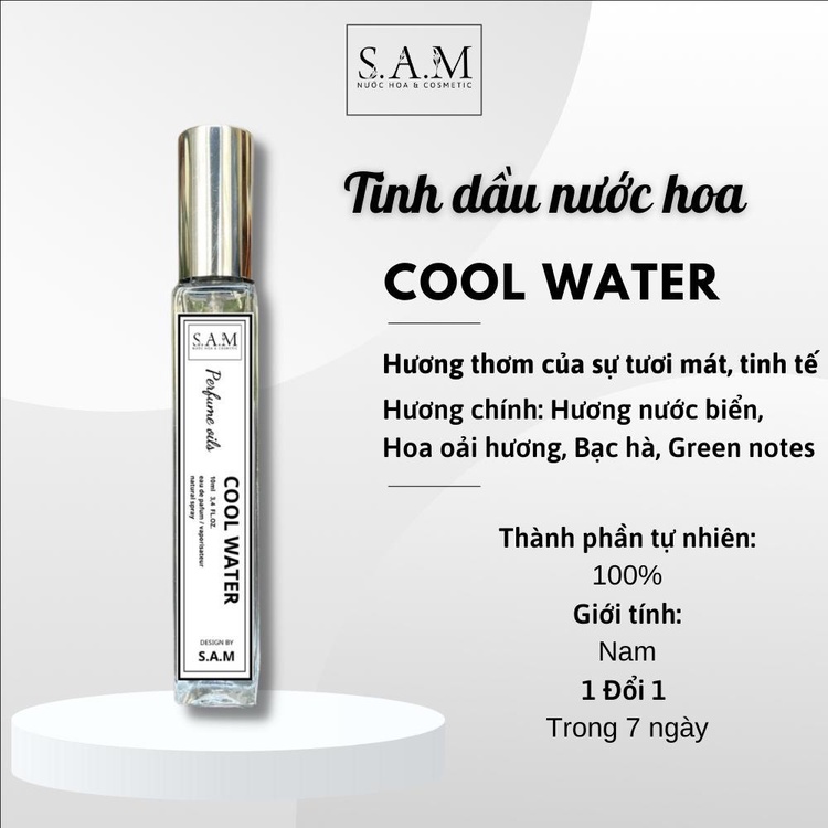 Tinh Dầu Nước Hoa Nam S.A.M Perfume Cool Water Hương Thơm Nam Tính Tươi Mát Và Gợi Cảm - Chai Xịt 10ml