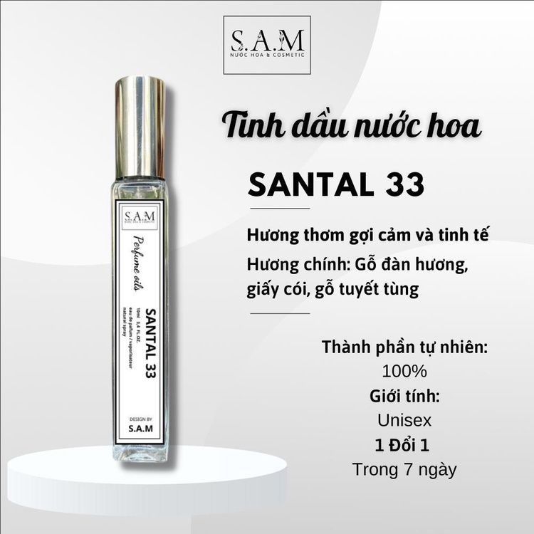 Tinh Dầu Nước Hoa Nam Nữ S.A.M Perfume Santal 33 EDP Hương Thơm Sang Trọng, Gợi Cảm Và Tinh Tế - Chai Xịt 10ml