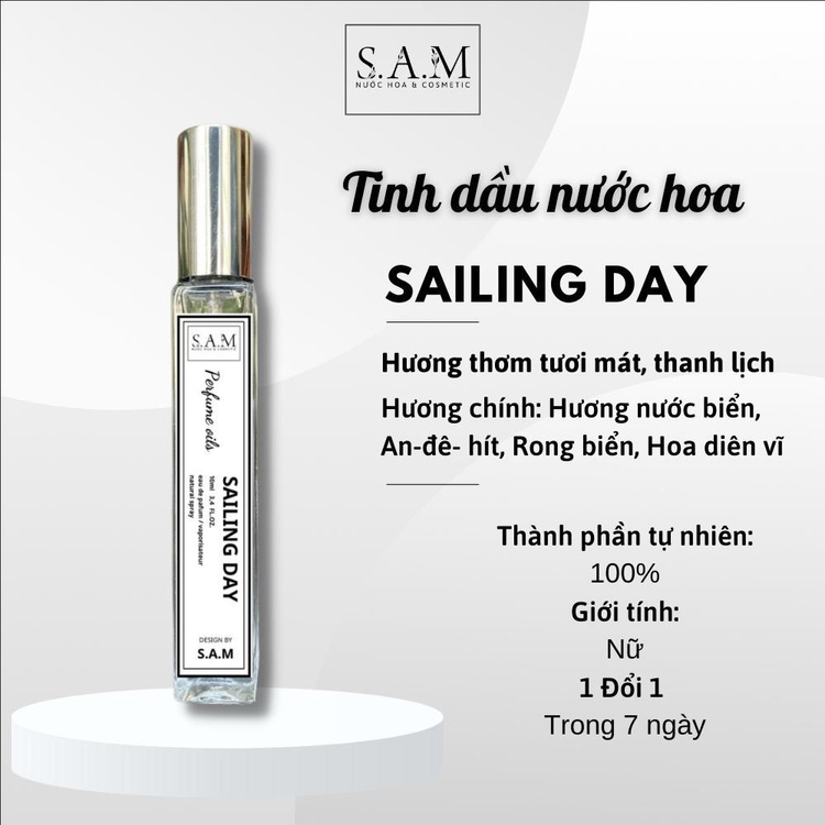 Tinh Dầu Nước Hoa Nam Nữ S.A.M Perfume Sailing Day Hương Thơm Tươi Mát, Gợi Cảm Và Thanh Lịch - Chai Xịt 10ml