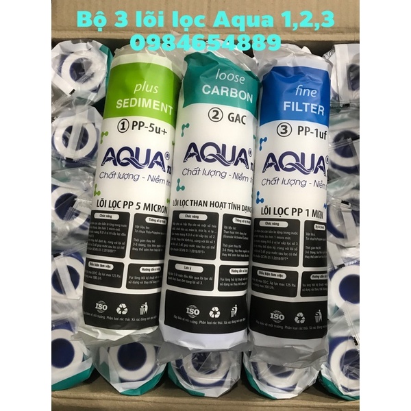 Bộ 3 Quả Lõi Lọc Nước 1-2-3 AQUA / Lõi Lọc Nước Aqua